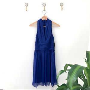 ANDREW MARC blue violet chiffon dress sz 2